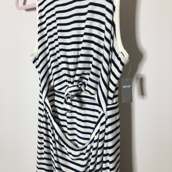 Aerie NWT Navy Striped Cutout Tie Waist Dress - Picture 5 of 7